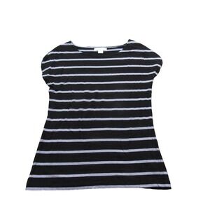 Liz Claiborne Shirt Womens Medium Striped Short Sleeve Stretch Casual Top